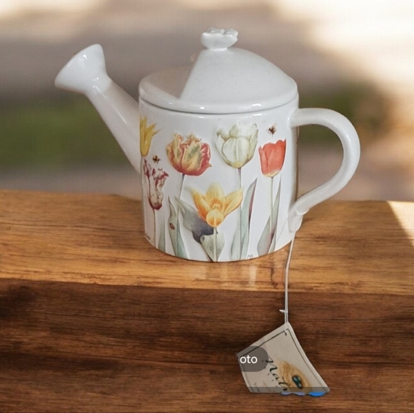 Hallmark Nature's Sketchbook Tulip Teapot Watering Can by Marjolein Bastin - Picture 1 of 4